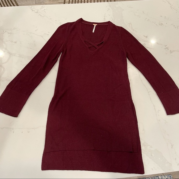 🎉HP🎉 Free People criss cross burgundy sweater - Picture 6 of 13